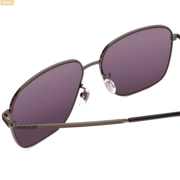 GUCCI GG0987SA-001 Unisex Sunglasses in Ruthenium Silver & Black/Grey Smoke 60mm